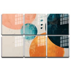 3D Baskılı Özel Tasarım, Modern Yaşam Alanları İçin 6 Parça Kare Cam Tablo 53
