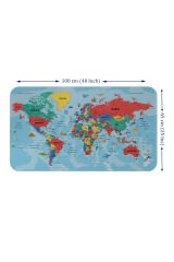 Türkçe Eğitici Ülke ve Başkent Okyanus Detaylı Atlası  Dünya Haritası Duvar Sticker -60x105-3863