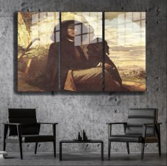 Ünlü Ressamlar ve Yapıtları Modern Yaşam Alanları İçin 3'lü Dikey Cam Tablo 388