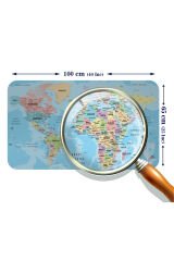 Türkçe Eğitici Ülke ve Başkent Okyanus Detaylı Atlası  Dünya Haritası Duvar Sticker -60x105-3869