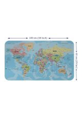 Türkçe Eğitici Ülke ve Başkent Okyanus Detaylı Atlası  Dünya Haritası Duvar Sticker -60x105-3869