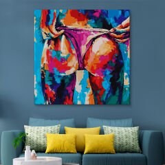 Renkli Yağlıboya Seksi Kadın Poposu Tablo-5871