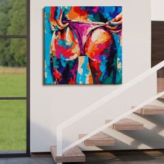 Renkli Yağlıboya Seksi Kadın Poposu Tablo-5871