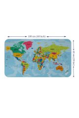 Türkçe Eğitici Ülke ve Başkent Okyanus Detaylı Atlası  Dünya Haritası Duvar Sticker -60x105-3870