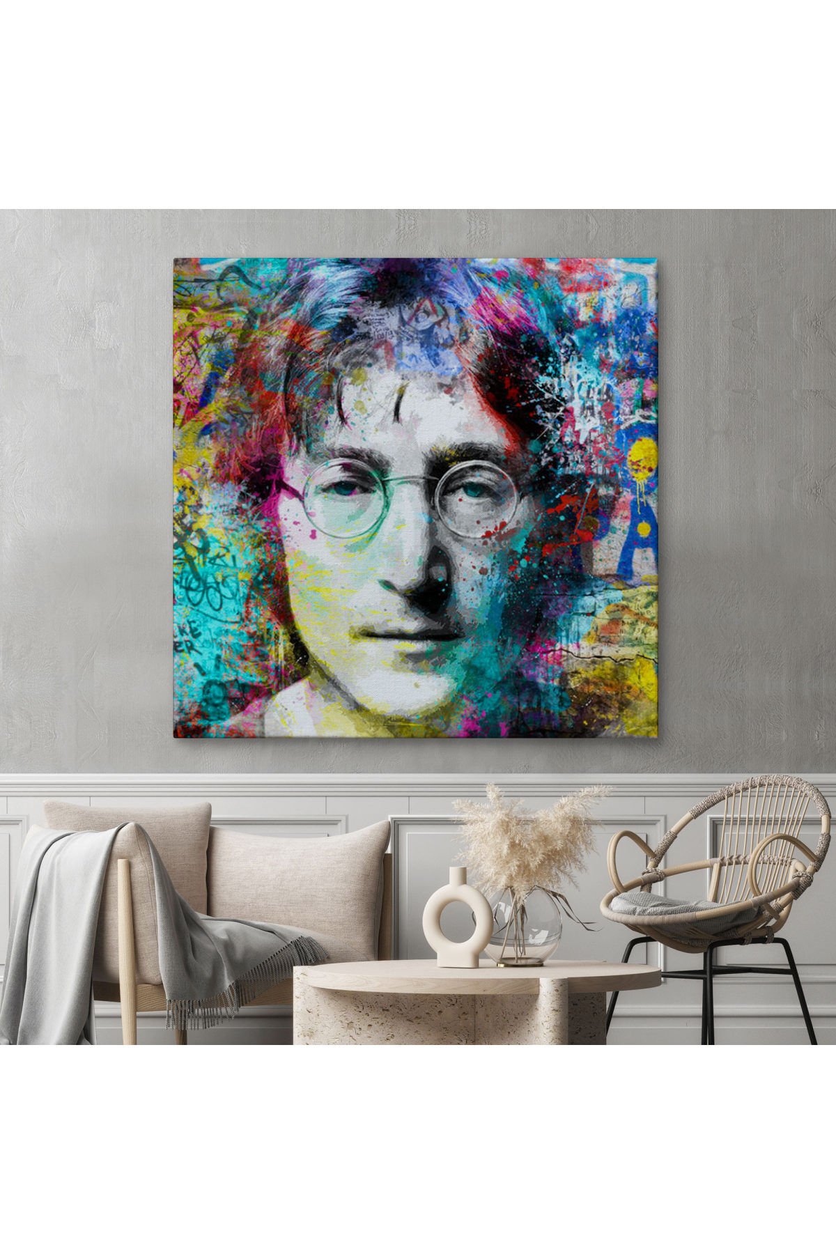 John Lennon Sokak Sanatı Kanvas Tablo Street Art-5890