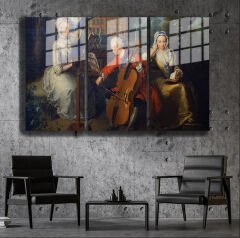 Ünlü Ressamlar ve Yapıtları Modern Yaşam Alanları İçin 3'lü Dikey Cam Tablo 413