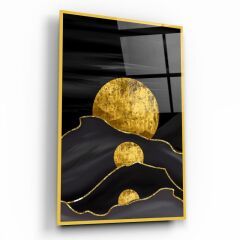 Soyut Gold Cam Tablo Özel Tasarım Ofis, Mutfak Çocuk Odası, Salon Dekorasyon