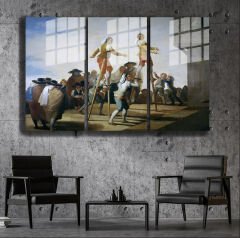 Ünlü Ressamlar ve Yapıtları Modern Yaşam Alanları İçin 3'lü Dikey Cam Tablo 415