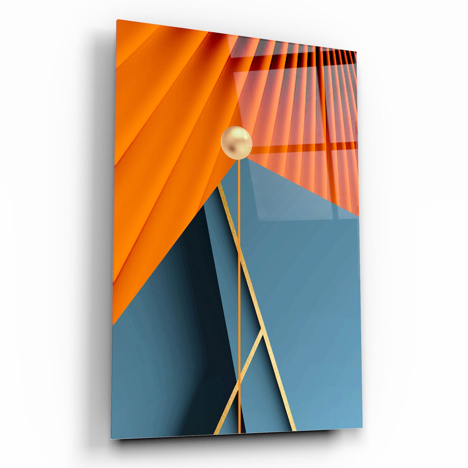 Soyut Turuncu Cam Tablo Özel Tasarım Ofis, Mutfak Çocuk Odası, Salon Dekorasyon