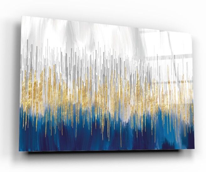 Soyut Mavi Cam Tablo Özel Tasarım Ofis, Mutfak Çocuk Odası, Salon Dekorasyon