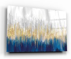 Soyut Mavi Cam Tablo Özel Tasarım Ofis, Mutfak Çocuk Odası, Salon Dekorasyon