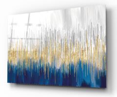 Soyut Mavi Cam Tablo Özel Tasarım Ofis, Mutfak Çocuk Odası, Salon Dekorasyon