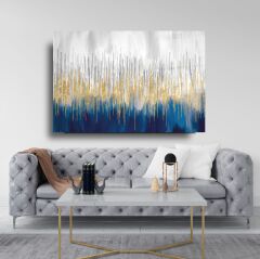 Soyut Mavi Cam Tablo Özel Tasarım Ofis, Mutfak Çocuk Odası, Salon Dekorasyon