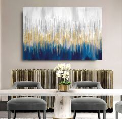 Soyut Mavi Cam Tablo Özel Tasarım Ofis, Mutfak Çocuk Odası, Salon Dekorasyon