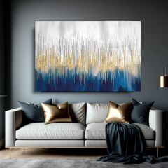 Soyut Mavi Cam Tablo Özel Tasarım Ofis, Mutfak Çocuk Odası, Salon Dekorasyon