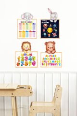 Sevimli Hayvanlar Çarpım Tablosu Alfabe Sayılar Güneş Sİstemi Eğitici Set Çocuk Odası Duvar Sticker