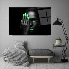 Neon Kadın Cam Tablo Özel Tasarım Ofis, Mutfak Çocuk Odası, Salon Dekorasyon