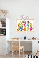 Eğitici Filli Sayılar Çocuk Odası Duvar Sticker