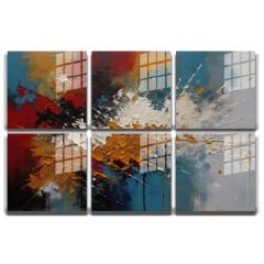 3D Baskılı Özel Tasarım, Modern Yaşam Alanları İçin 6 Parça Kare Cam Tablo 113