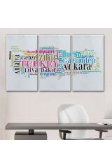İller İsimli Dekoratif Kanvas Tablo 1003