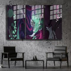 Ünlü Ressamlar ve Yapıtları Modern Yaşam Alanları İçin 3'lü Dikey Cam Tablo 449