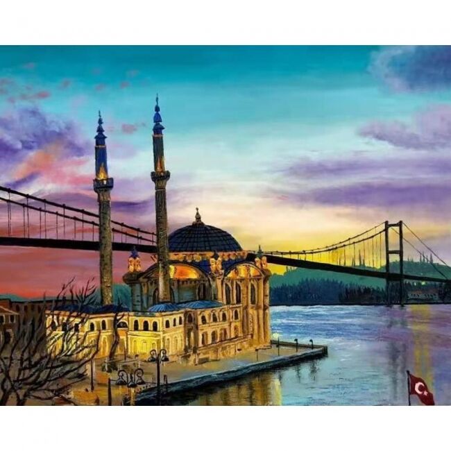 Kanvas İstanbul Ortaköy Boyama  Seti Kasnaklı