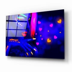 Neon Kadın Cam Tablo Özel Tasarım Ofis, Mutfak Çocuk Odası, Salon Dekorasyon