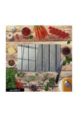Antibakteriyel Cam Kesme Tahtası -Baskılı Kesim Tablası 25 x 35 cm