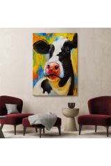 Modern Sanat İnek Portresi Dekoratif Kanvas Duvar Tablo-5936