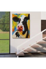 Modern Sanat İnek Portresi Dekoratif Kanvas Duvar Tablo-5936