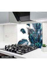 Cam Ocak Arkası Koruyucu | Kuş Tüyü Desenli