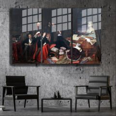 Ünlü Ressamlar ve Yapıtları Modern Yaşam Alanları İçin 3'lü Dikey Cam Tablo 473