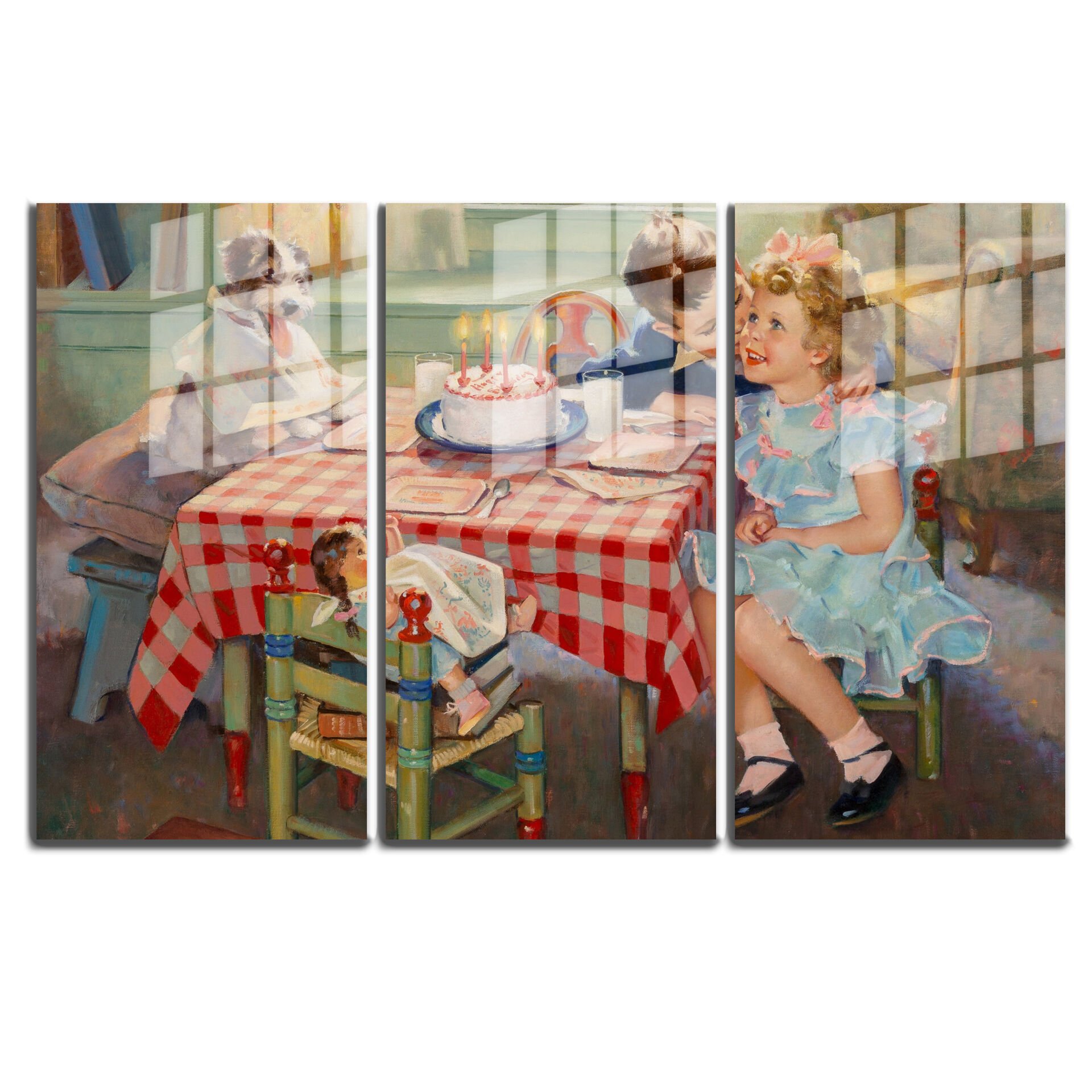 Ünlü Ressamlar ve Yapıtları Modern Yaşam Alanları İçin 3'lü Dikey Cam Tablo 479