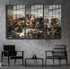 Ünlü Ressamlar ve Yapıtları Modern Yaşam Alanları İçin 3'lü Dikey Cam Tablo 491