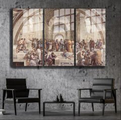 Ünlü Ressamlar ve Yapıtları Modern Yaşam Alanları İçin 3'lü Dikey Cam Tablo 492