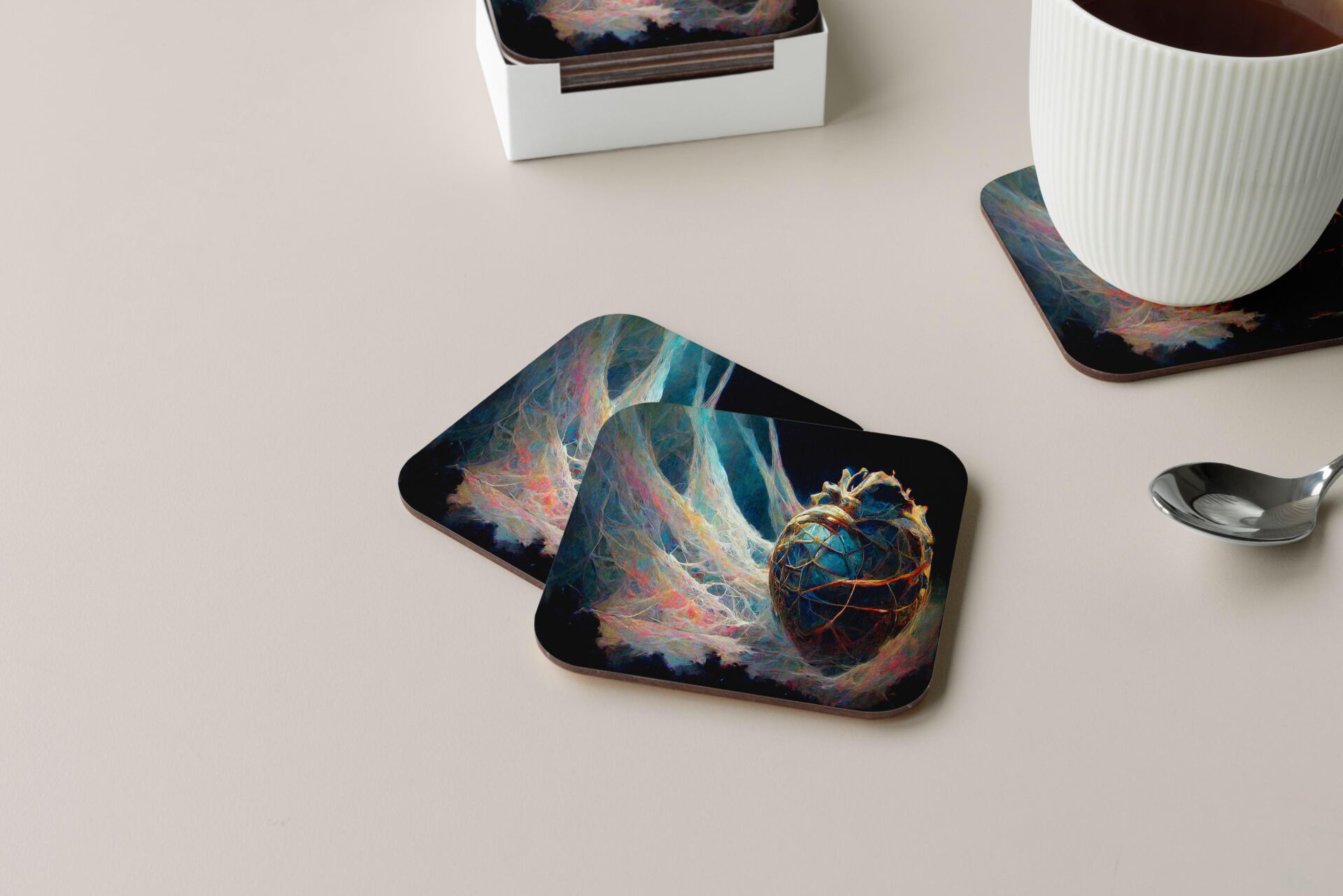 Dekoratif Bardak Altlığı Neon Desen 219
