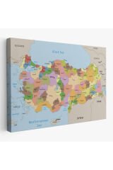Kanvas Türkiye Haritası Komşulu Ülkeli Dekoratif 1067