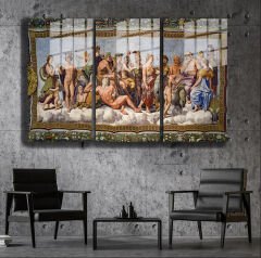 Ünlü Ressamlar ve Yapıtları Modern Yaşam Alanları İçin 3'lü Dikey Cam Tablo 496