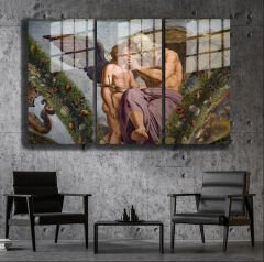 Ünlü Ressamlar ve Yapıtları Modern Yaşam Alanları İçin 3'lü Dikey Cam Tablo 500