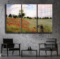Ünlü Ressamlar ve Yapıtları Modern Yaşam Alanları İçin 3'lü Dikey Cam Tablo 503