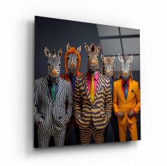 Zebra Adamlar Cam Tablo Özel Tasarım Ofis, Mutfak Çocuk Odası, Salon Dekorasyon