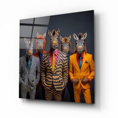 Zebra Adamlar Cam Tablo Özel Tasarım Ofis, Mutfak Çocuk Odası, Salon Dekorasyon