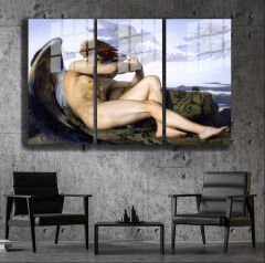 Ünlü Ressamlar ve Yapıtları Modern Yaşam Alanları İçin 3'lü Dikey Cam Tablo 508