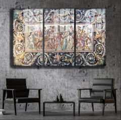 Ünlü Ressamlar ve Yapıtları Modern Yaşam Alanları İçin 3'lü Dikey Cam Tablo 512