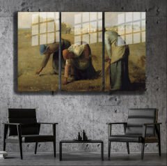 Ünlü Ressamlar ve Yapıtları Modern Yaşam Alanları İçin 3'lü Dikey Cam Tablo 519