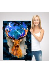 Geyiğin Galaxisi Modern Sanat Duvar Tablosu-5997