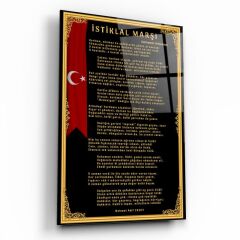 İstiklal Marşı Cam Tablo Özel Tasarım Ofis, Mutfak Çocuk Odası, Salon Dekorasyon