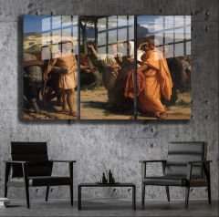 Ünlü Ressamlar ve Yapıtları Modern Yaşam Alanları İçin 3'lü Dikey Cam Tablo 527