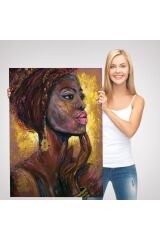 Afrikalı Kadın Portresi Pop Art Duvar Tablosu-6008
