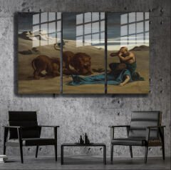 Ünlü Ressamlar ve Yapıtları Modern Yaşam Alanları İçin 3'lü Dikey Cam Tablo 535